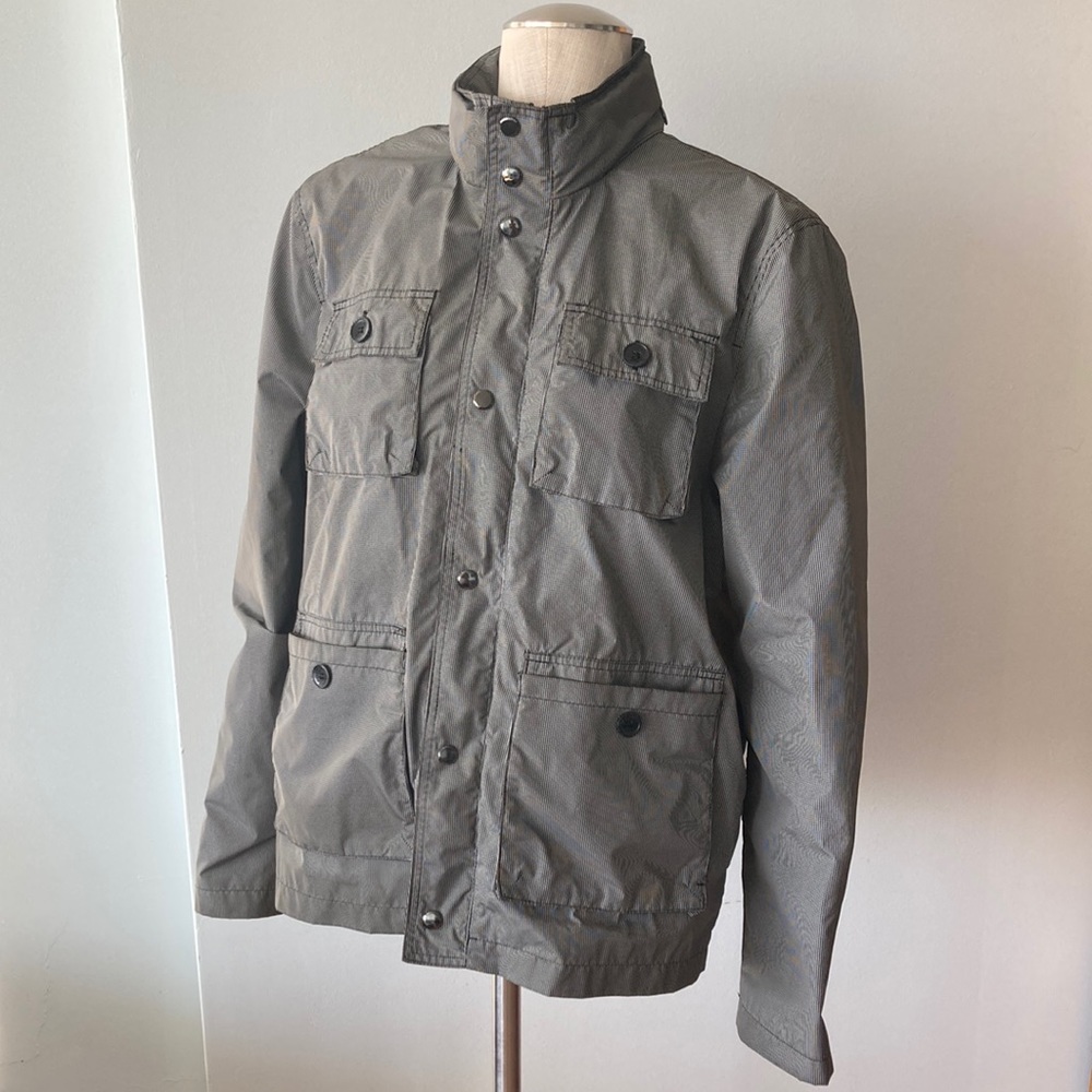 Checkered black & white Calvin Klein large rain coat